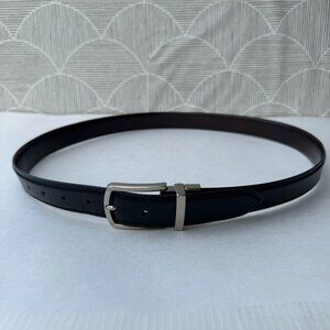 Tommy Hilfiger Black Leather Belt Silver Buckle Men Size‎ 40